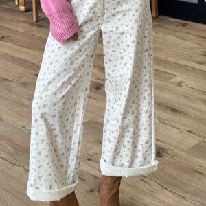 TALULAH White Floral Wide Leg Jeans NWOT